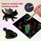 【100 sheets/1 set】DIY Rainbow Magic Scratch Paper Art Set