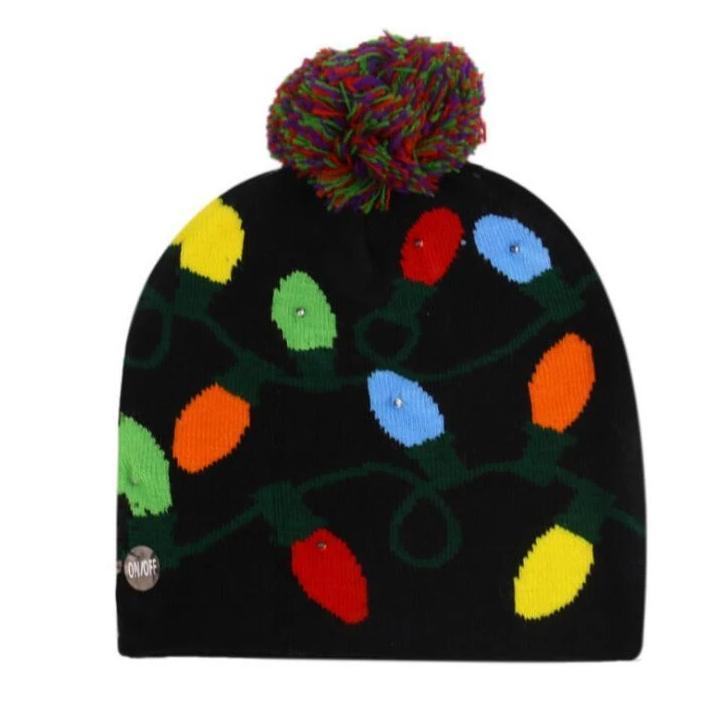 🎅LED Christmas Knitted Hats Light up Xmas Beanie