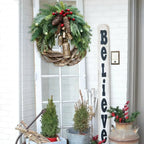 Christmas Wreath | Boho Style | Rustic Vine Base with Pinecones & Golden Bells