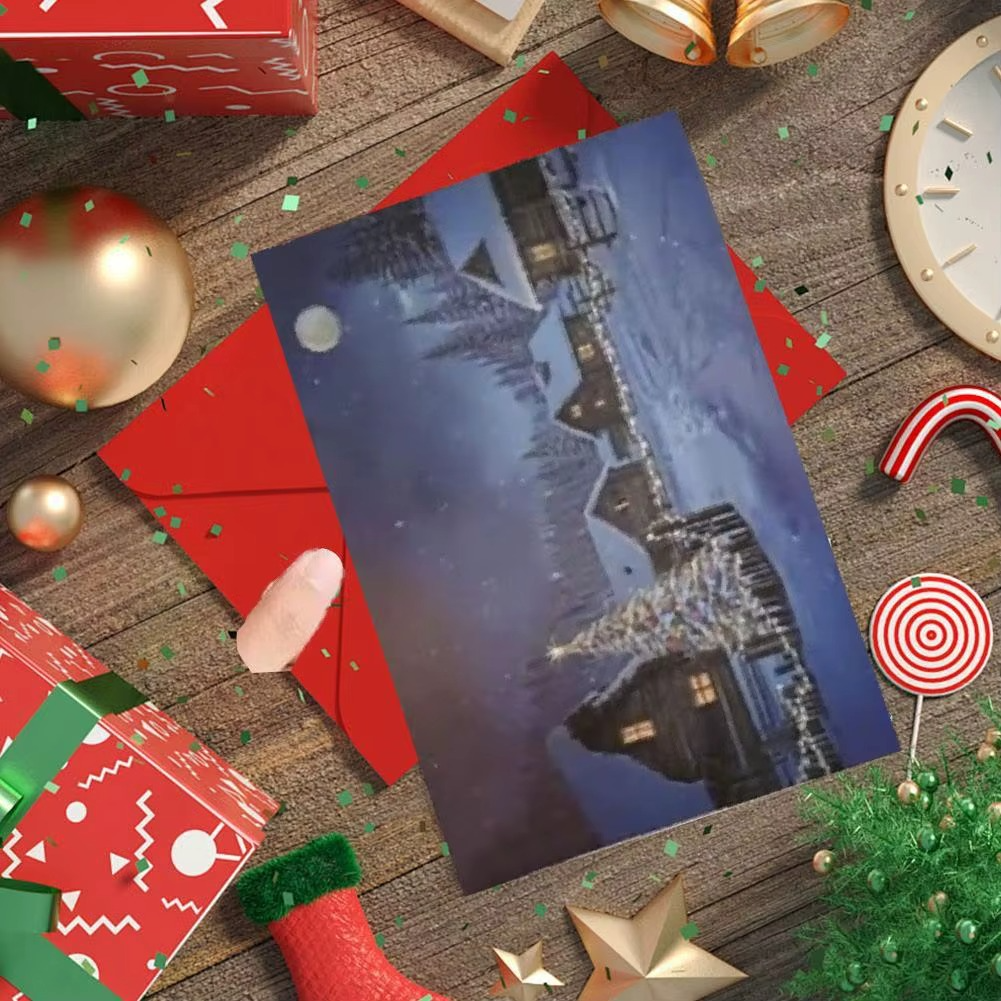 Happy Christmas Village Light-Up Led Postcard