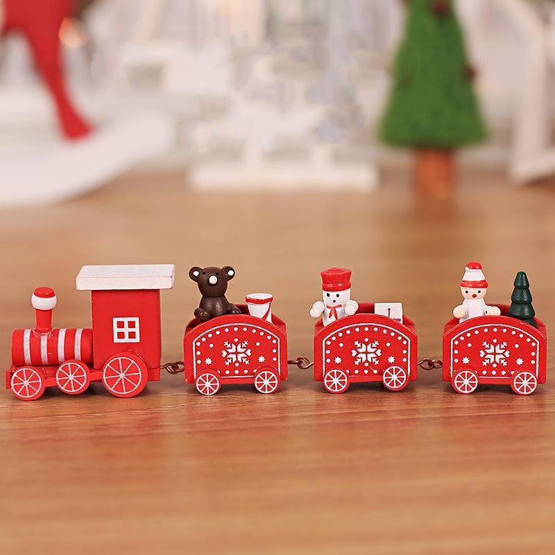 Christmas Wooden Train Decoration Ornament Set