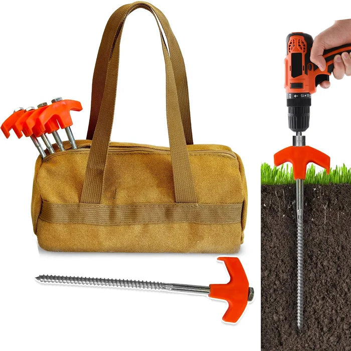 Rotatable tent pegs with thread