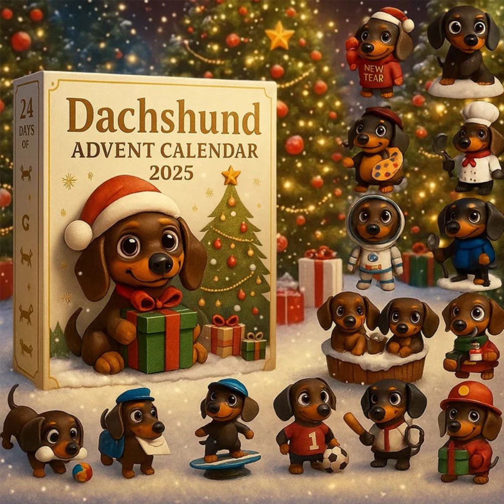 Dog Advent Calendar Christmas Gift Collectible Figurines Set