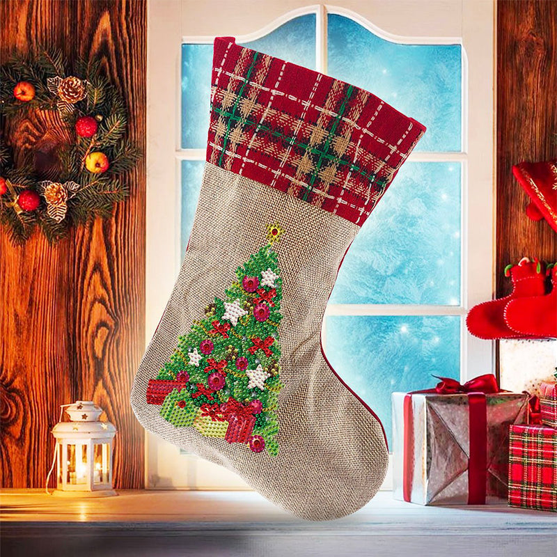 5D Diamond Painting Xmas Rhinestone Socks Embroidery Mosaic Gift Bag