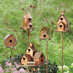 Metal Garden Birdhouse Stake – Decorative Outdoor Bird House with Rustic Charm