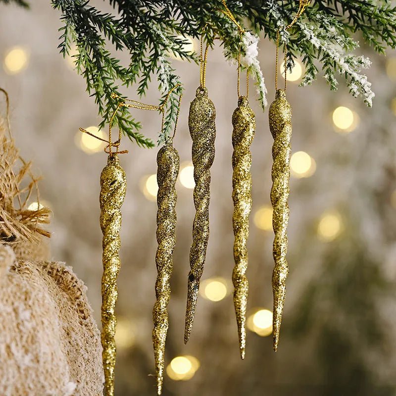 Faux Icicle Christmas Ornaments Set– Winter Wonderland Tree Decorations for Parties & New Year Charm