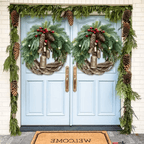 Cozy Christmas wreath with natural bells and wooden accents