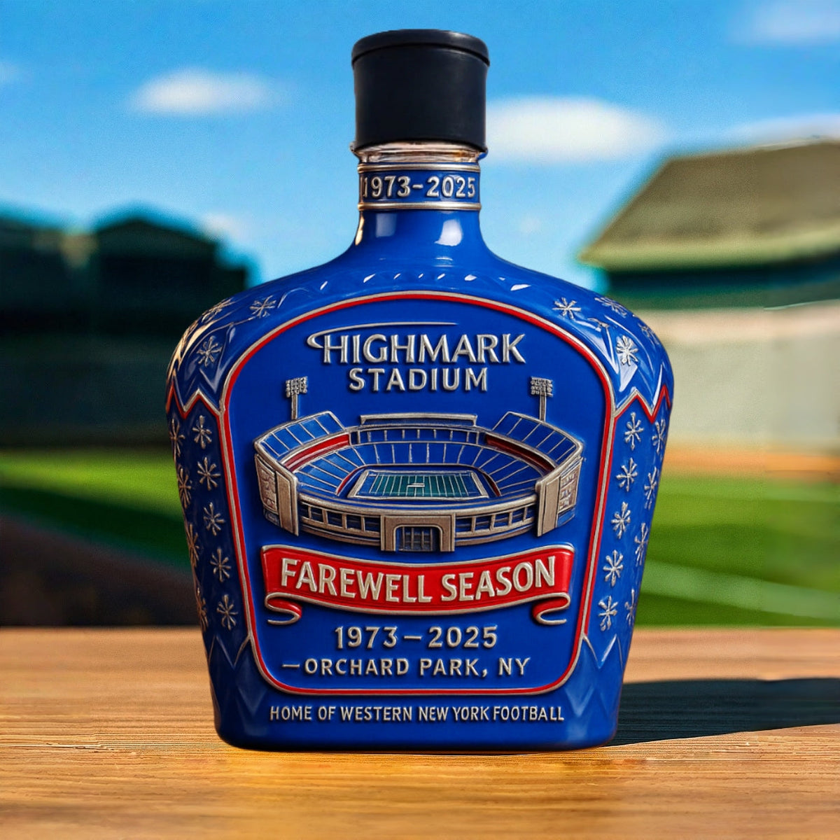 Highmark Stadium Farewell Season Whiskey Bottle