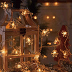 Kerstlichtsnoer met Sneeuwvlokdesign – LED Lichtslinger op Batterijen voor Feestelijke Sfeer