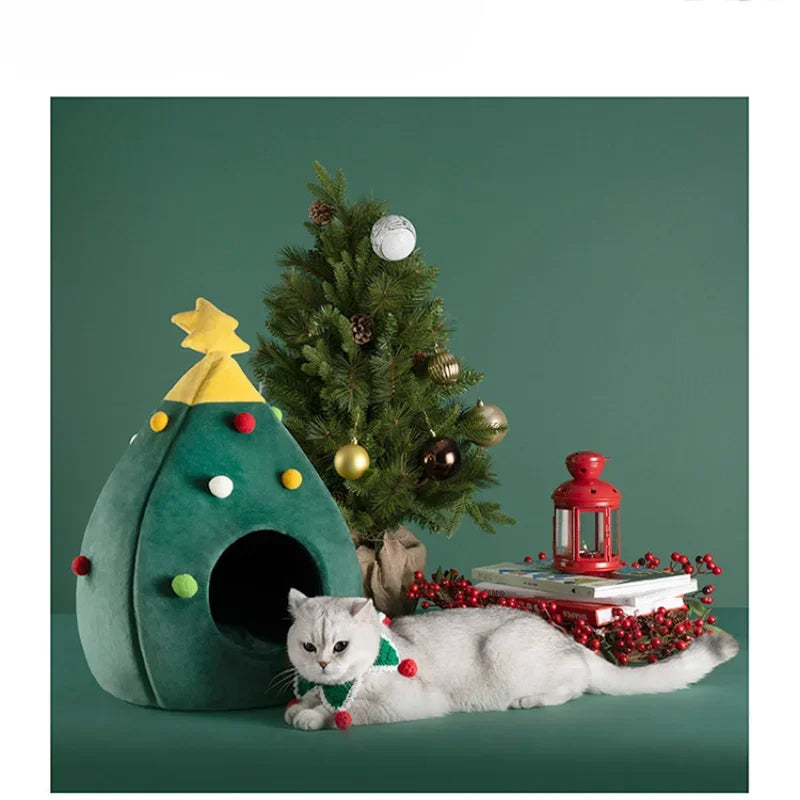 Christmas Tree Cat Bed – Cozy Heated Cat Tent for the Holidays