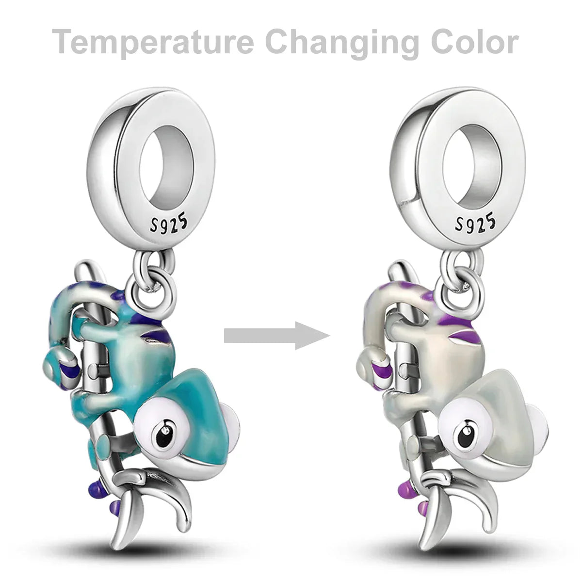 925 Silver Golden Leopard Charms Beads Colorful Chameleon Rhinoceros Lion Scarab Cat Pendant Compatible with Original Pandora Bracelet Jewelry