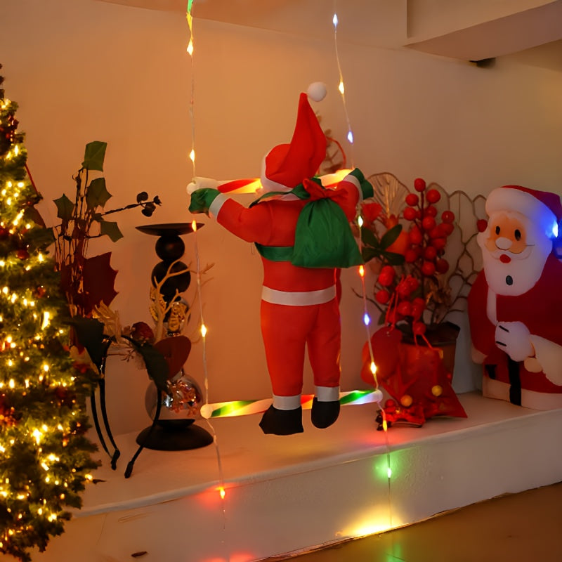 Christmas Lights Climbing Santa Ladder Display