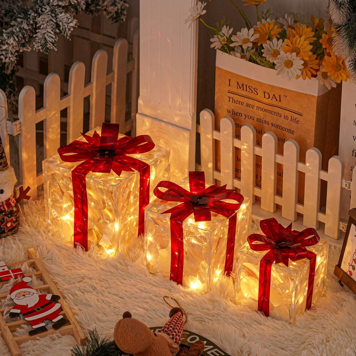 Set of 3 LED Christmas Gift Boxes for Indoor and Outdoor Use
