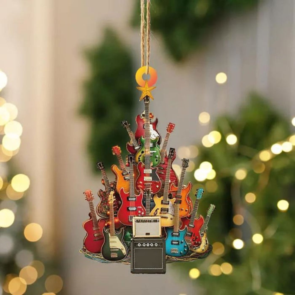Acrylic Christmas Tree Ornament, Lightweight Guitar Design