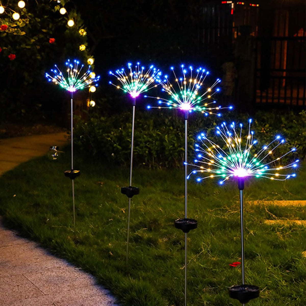 2-piece: Solar-powered star explosion garden lights