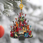 Acrylic Christmas Tree Ornament, Lightweight Guitar Design