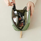 Solid Color Cosmetic Bag with Double Zipper