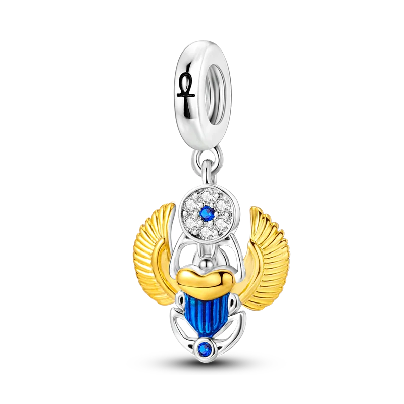 925 Silver Golden Leopard Charms Beads Colorful Chameleon Rhinoceros Lion Scarab Cat Pendant Compatible with Original Pandora Bracelet Jewelry