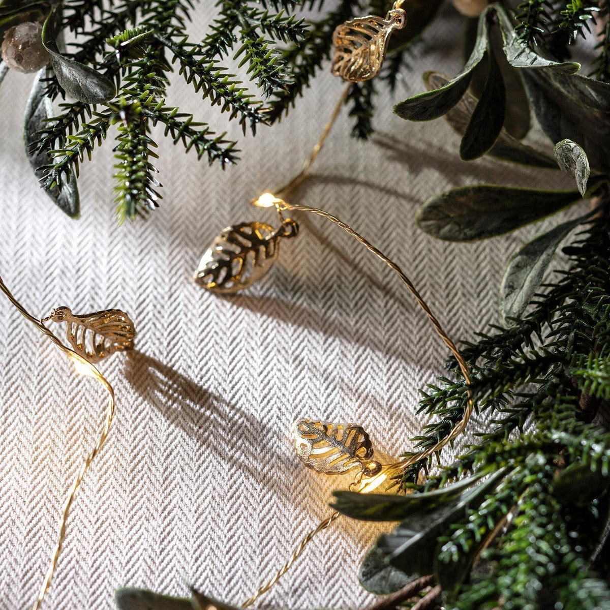 Christmas Decorations Gold Leaf String Lights
