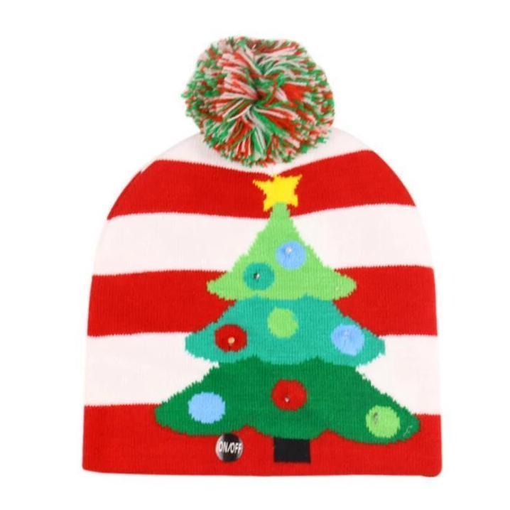 🎅LED Christmas Knitted Hats Light up Xmas Beanie