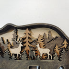 Wooden Woodland Elk Bear Christmas Ornament