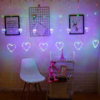 Heart-Shaped LED Curtain Lights – 3.5M Fairy Garland for Valentine’s Day, Weddings, Christmas, and Bedroom Party Decor (220V/110V)
