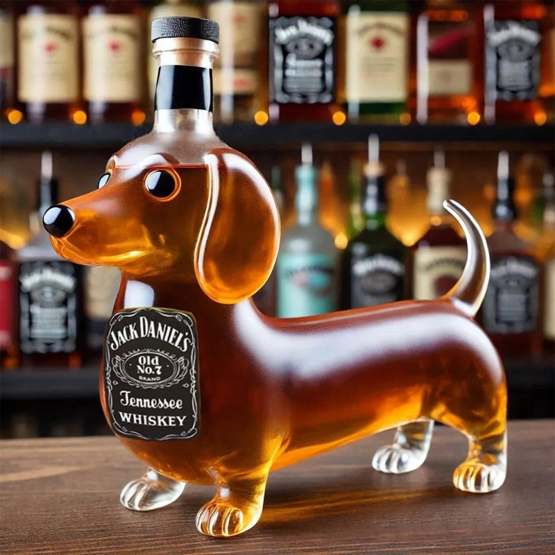 Dachshund Whiskey Lead Free Glass Bottle