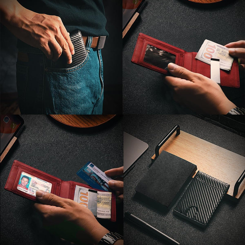 Theft-proof magnetic card holder made of genuine leather