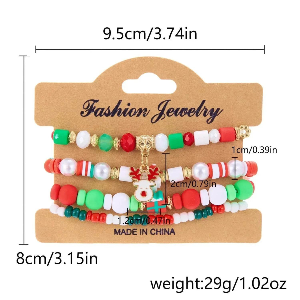 4pcs Christmas Snowman Handmade Beaded Bracelet set gift idea