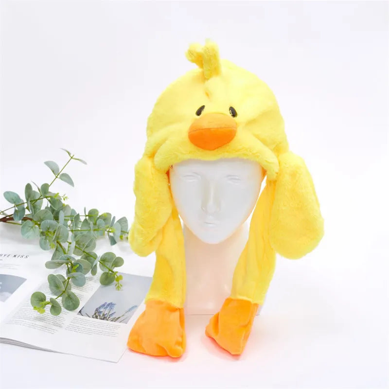 BunnyBounce Plush Hat with Moving Ears for Kids & Adults