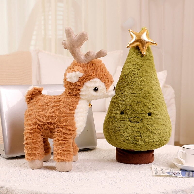 Fluffy Christmas Tree Reindeer Plushie