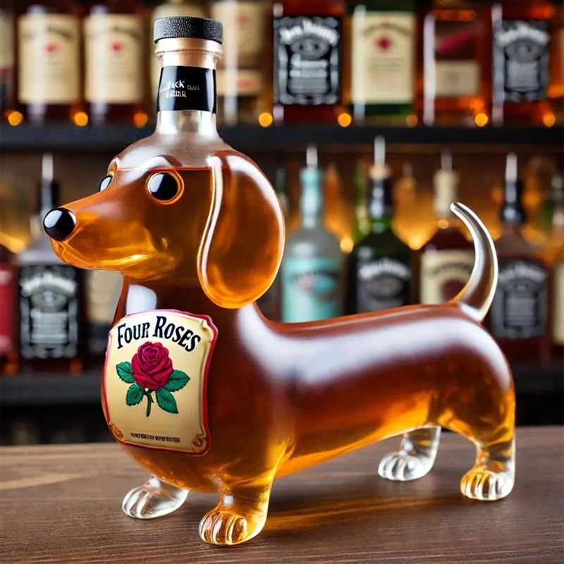 Dachshund Whiskey Lead Free Glass Bottle