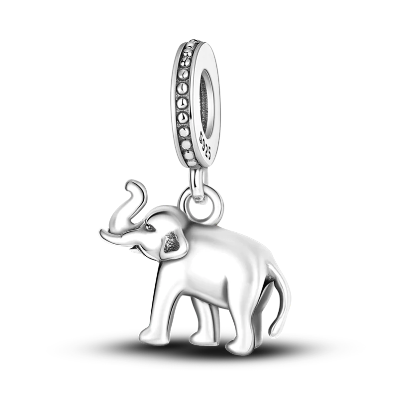 925 Silver Golden Leopard Charms Beads Colorful Chameleon Rhinoceros Lion Scarab Cat Pendant Compatible with Original Pandora Bracelet Jewelry