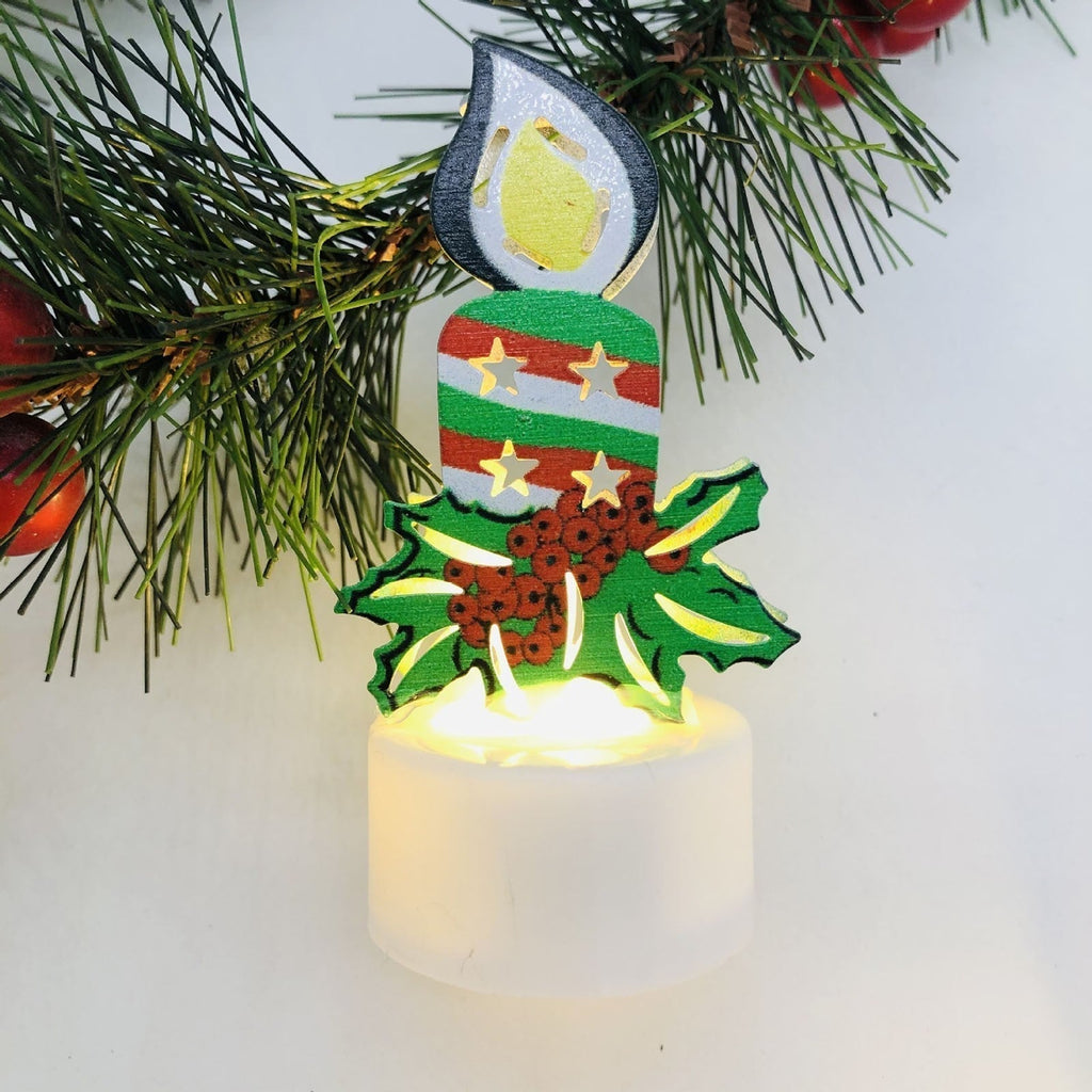 Electronic LED Christmas Candle Lamps - Set of 10 – Adorable Santa, Snowman & Tree Night Lights for Festive Home, Party, & Garden Décor