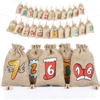 DIY Jute Advent Calendar with 24 Empty Pockets for Christmas - Hanging Countdown Calendar