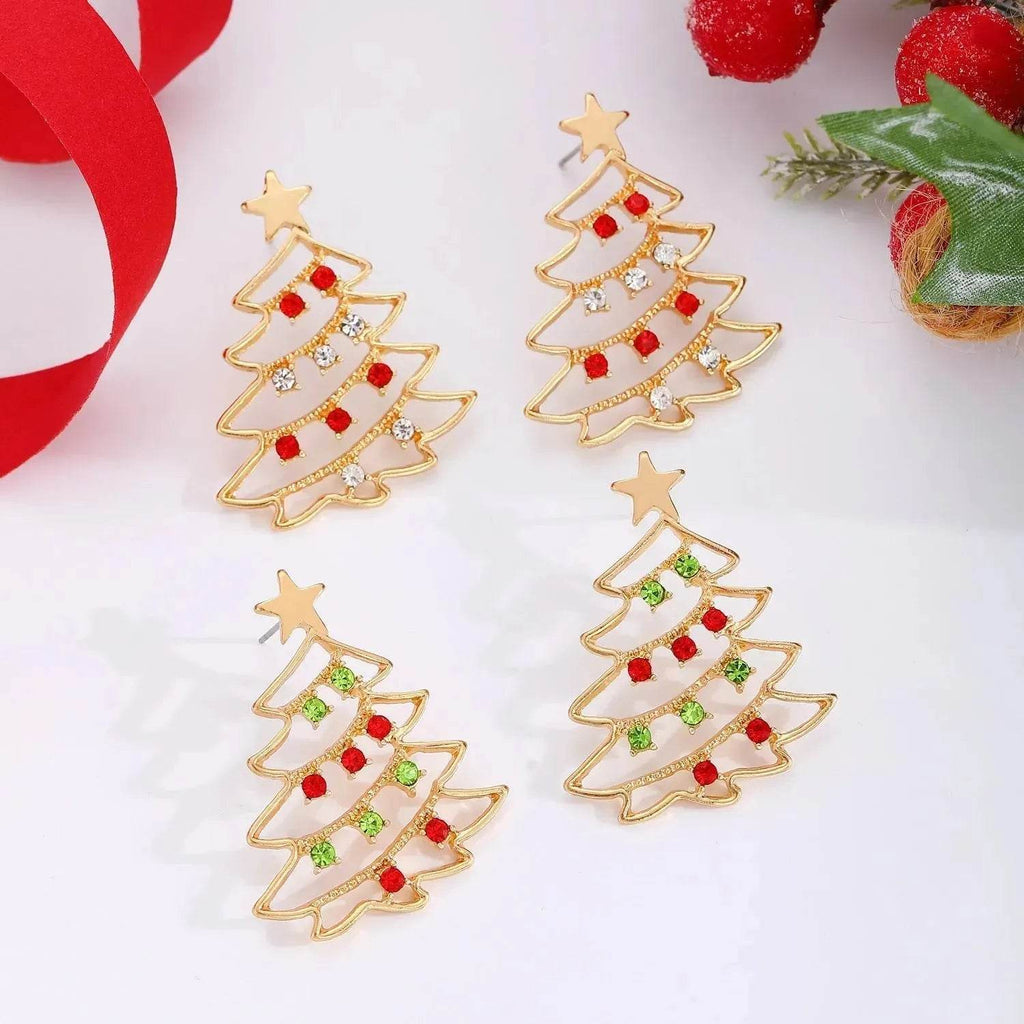 Christmas Earrings With Christmas Tree Colorful Zircon Christmas Tree Earrings For Women Personality Earrings Party Jewelry Christmas Gift
