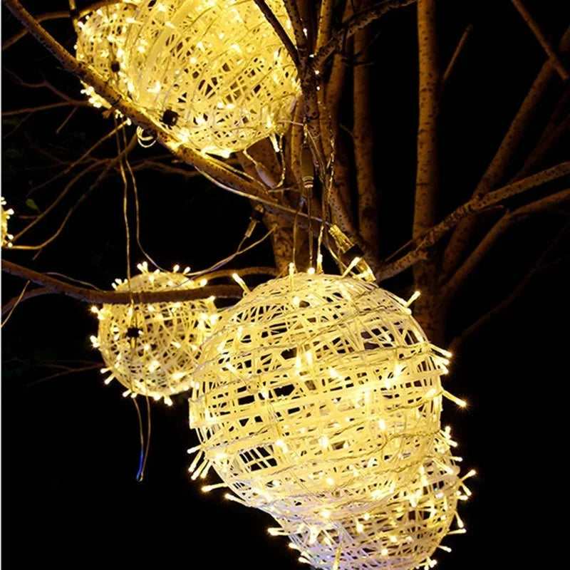 LED Rattan Ball String Lights – Decorative Outdoor Lighting for Gardens and Parties