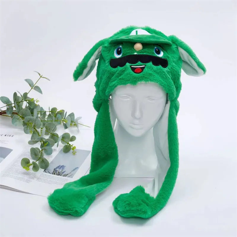 BunnyBounce Plush Hat with Moving Ears for Kids & Adults