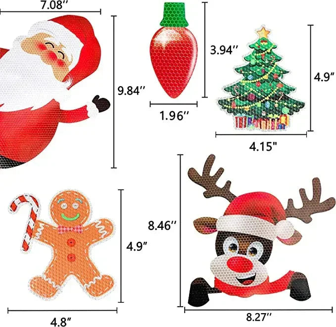 Christmas Car Magnet Decorations | Reflective Holiday Light Bulb Set | Weatherproof & Reusable