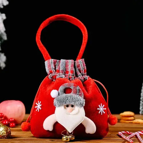 Christmas Gift Bags | Reusable Fabric with Drawstring | Santa, Snowman & Reindeer Patterns | 2 Sizes