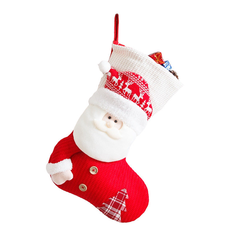 Large Knitted Christmas Stocking Gift Bag