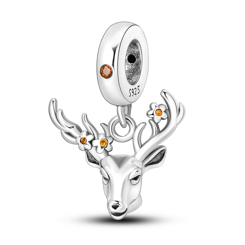 925 Silver Golden Leopard Charms Beads Colorful Chameleon Rhinoceros Lion Scarab Cat Pendant Compatible with Original Pandora Bracelet Jewelry