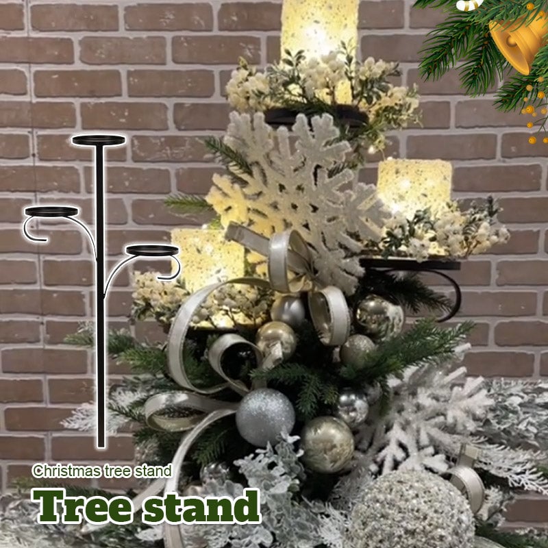 Christmas Tree Topper Shelf | Triple-Layer Ornament & Candle Display Stand | 36-Inch Iron