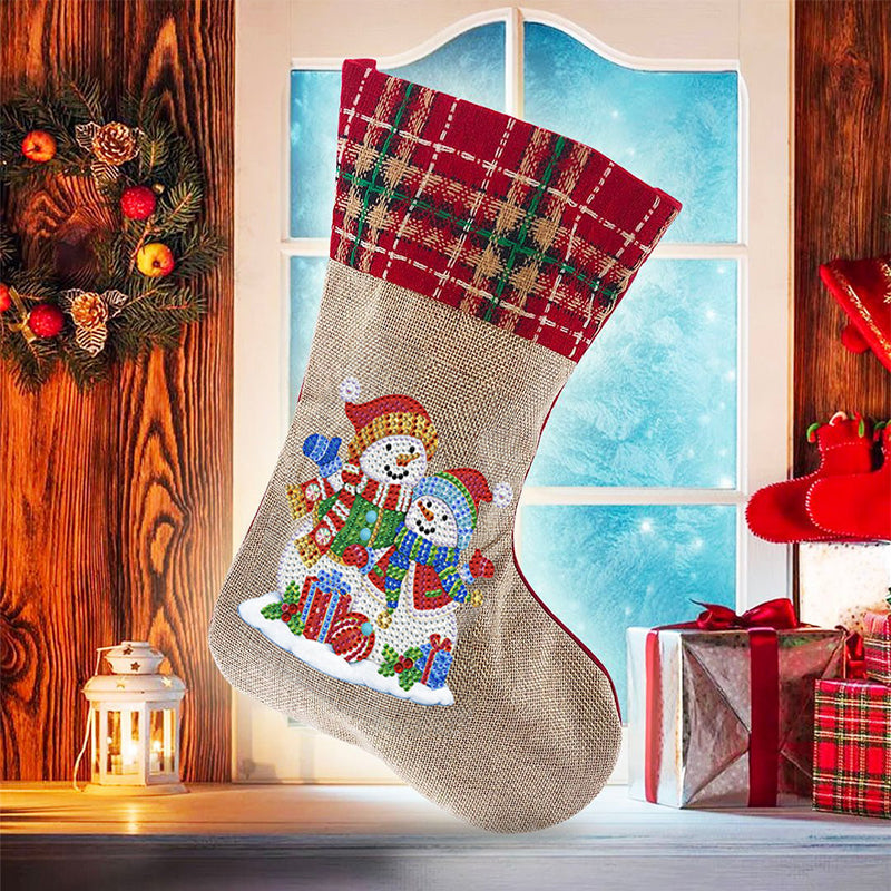 5D Diamond Painting Xmas Rhinestone Socks Embroidery Mosaic Gift Bag