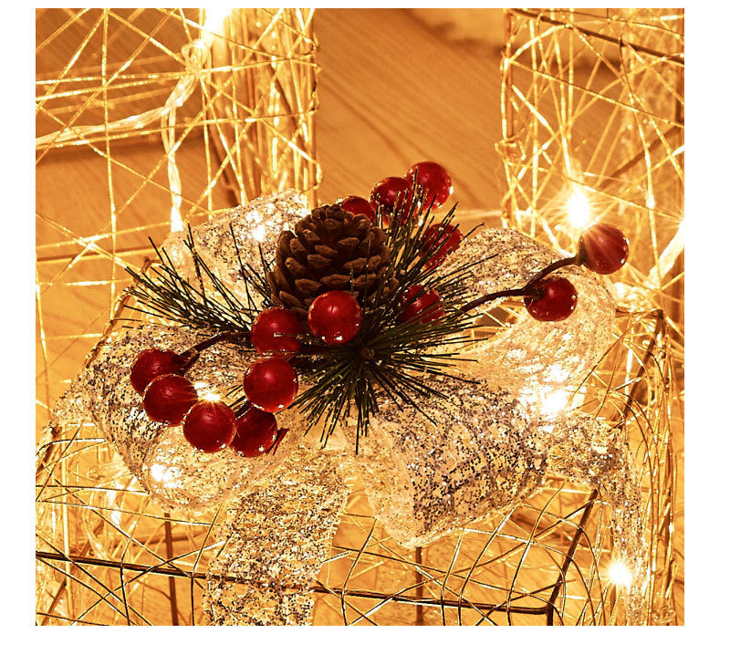 Christmas Glowing Iron Art Deer Sleigh Ornament