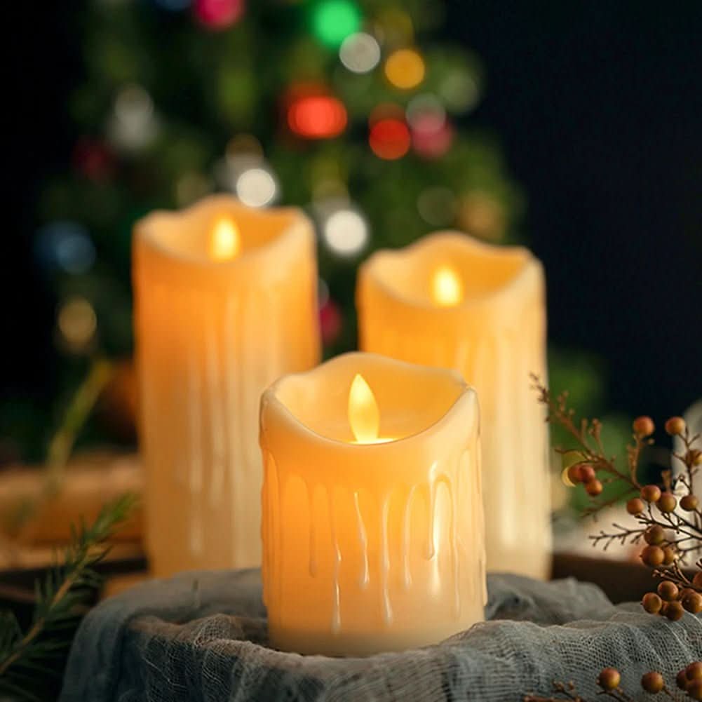 LED candles with flicker effect in ivory white