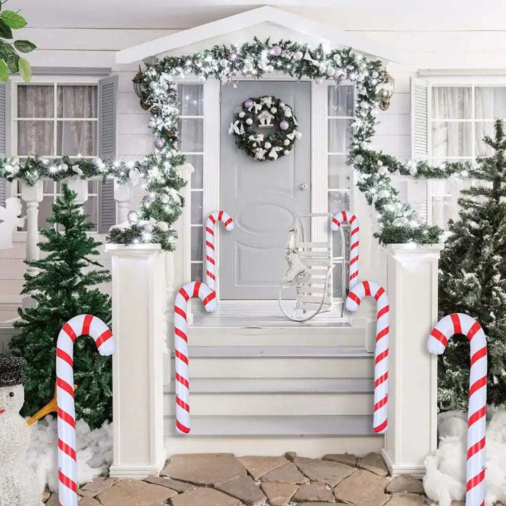 CandyFest Inflatable Christmas Candy Canes – Set of 4 PVC Decorations of 87 cm