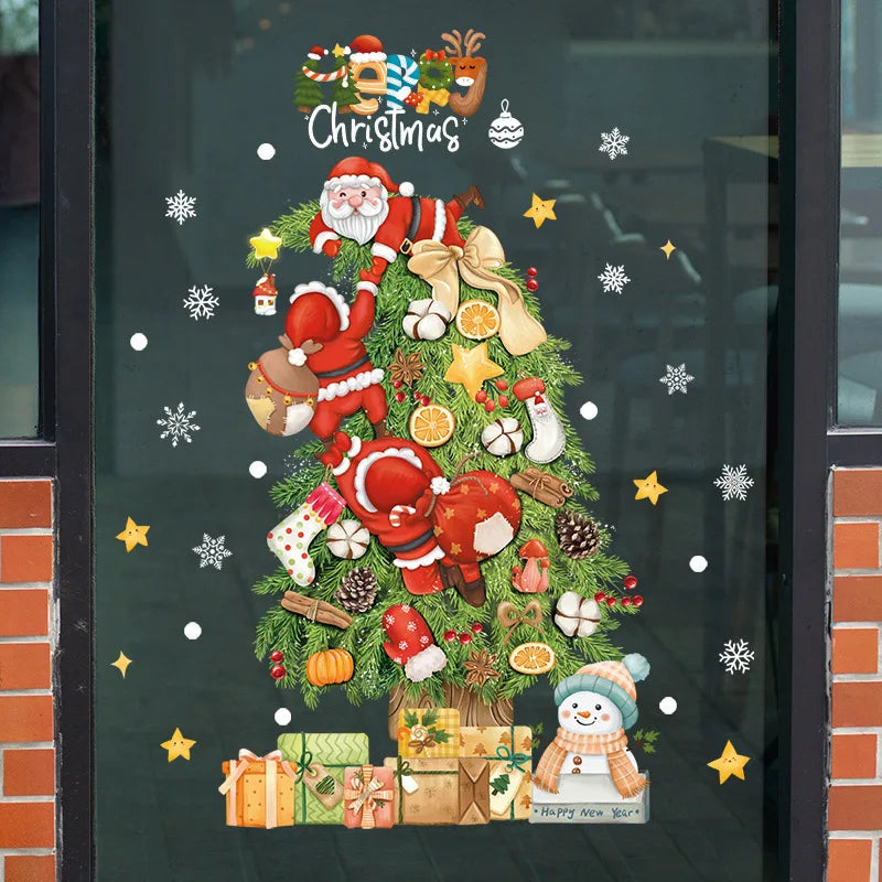 LumiFrost | Christmas Window Stickers 2025 | Santa Claus & Christmas Tree | Removable Window Stickers for Glass & Walls | Festive Decor for Christmas & New Year