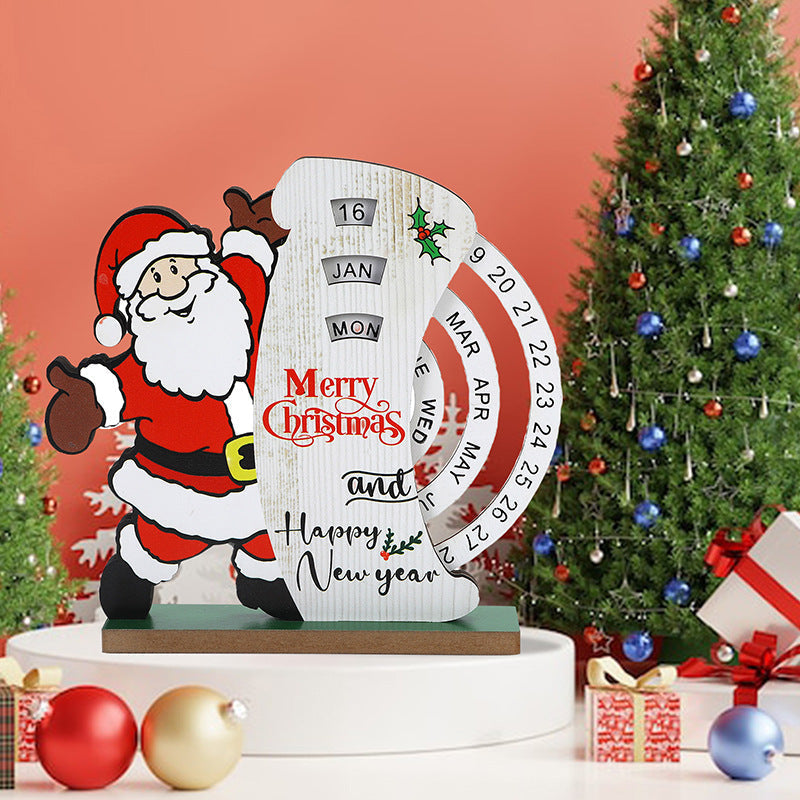 Wooden Santa Claus Acrylic Countdown Calendar