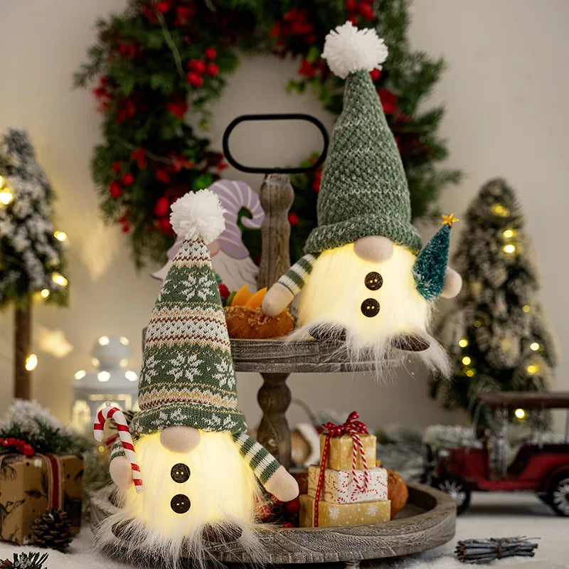 LED Christmas Gnome | Knitted Design with Night Light | Glowing Christmas Decoration | Warm & Cozy